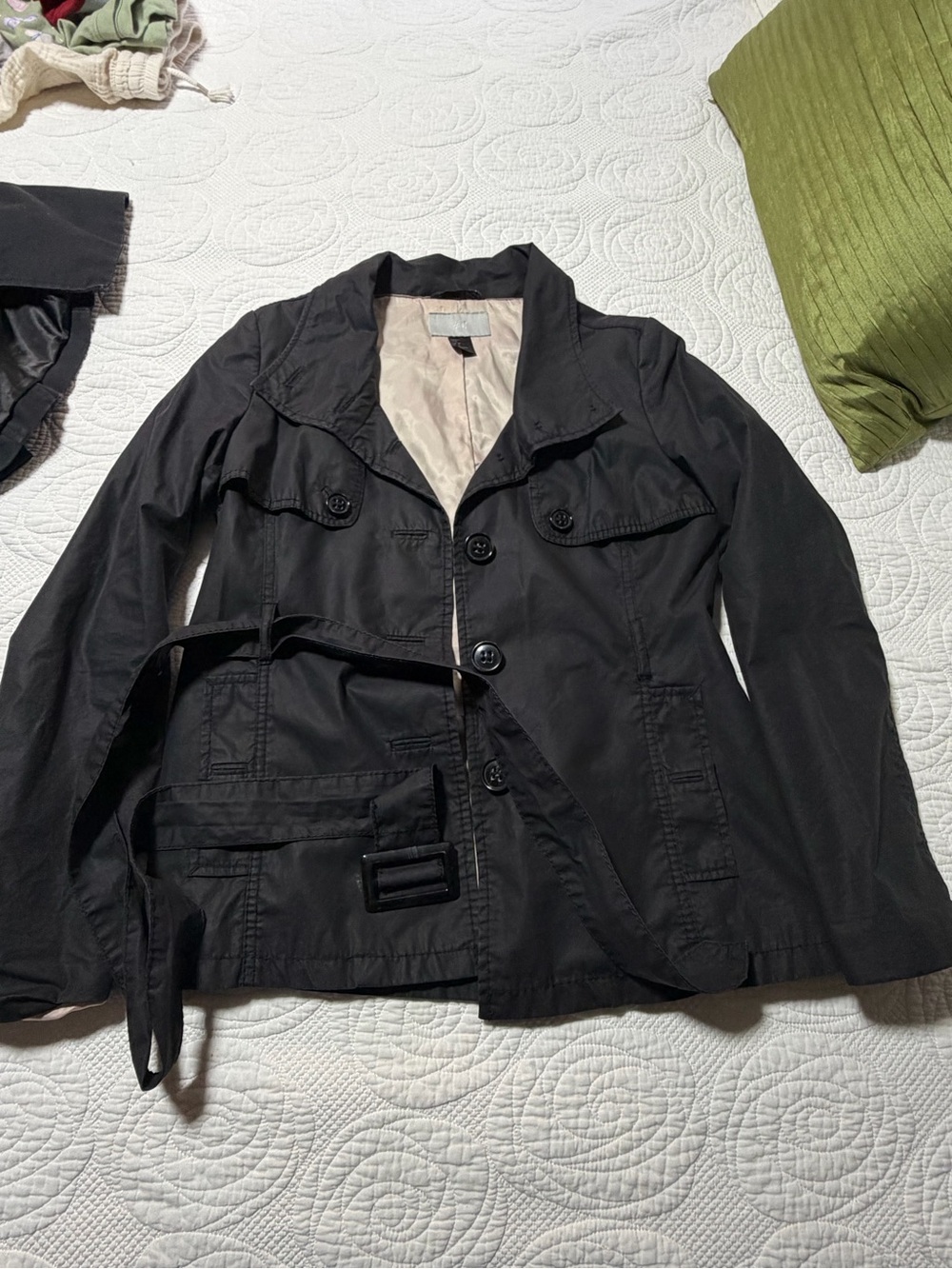 H&M Black Men's Trench Coat with Belt